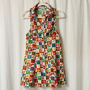 Urban Outfitters Tia Fruit & Veggie All Over Print Button Mini Dress in Medium-